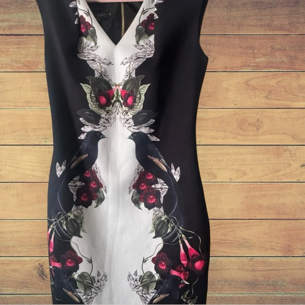 Ted Baker 'Bejewelled Shadows' Print Front Body-Con Dress - Picture 5 of 12